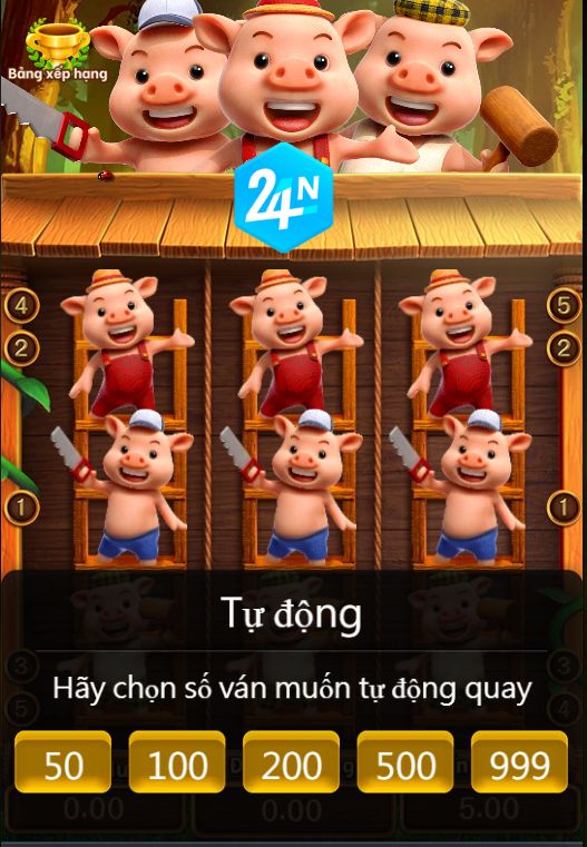 Tự động quay trong nhò chơi ba con heo nhỏ trên nhà cái 24N