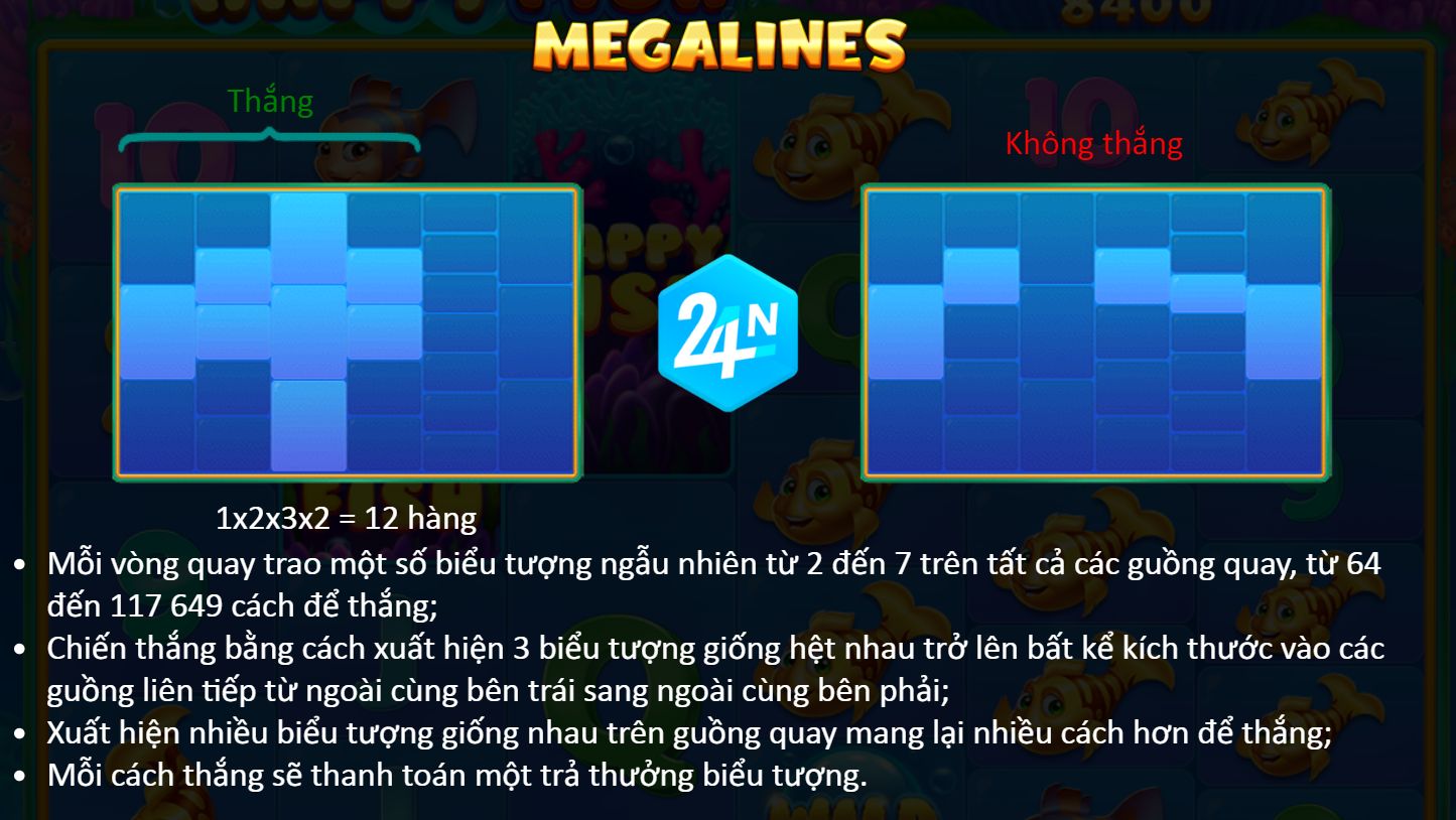 Megalines - Biểu Tượng Đặc Biệt Trò Chơi Slot Happy Fish Tại Nhà Cái 24N (Special Symbols)