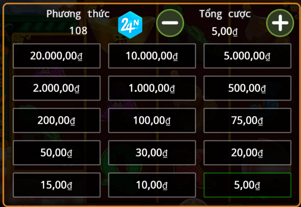 Phương Thức Cược trong Slot Fu Lu Shou tại Nhà Cái 24N